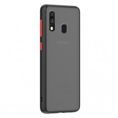 Husa spate Button Case pentru Samsung Galaxy A20e - Negru / Rosu Husa spate Button Case pentru Samsung Galaxy A20e - Negru / Rosu