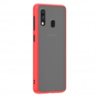 Husa spate Button Case pentru Samsung Galaxy A20e - Rosu / Negru