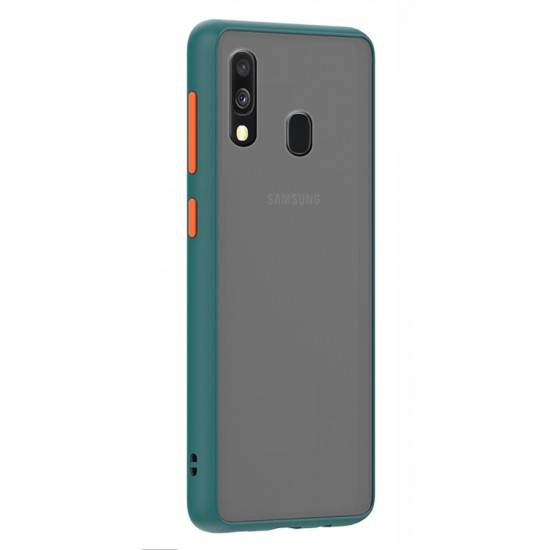Husa spate Button Case pentru Samsung Galaxy A40 - Turcoaz / Portocaliu