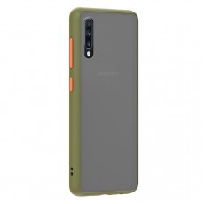 Husa spate Button Case pentru Samsung Galaxy A50 - Army / Portocaliu Husa spate Button Case pentru Samsung Galaxy A50 - Army / Portocaliu
