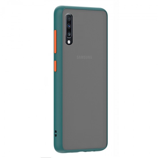Husa spate Button Case pentru Samsung Galaxy A50 - Turcoaz / Portocaliu
