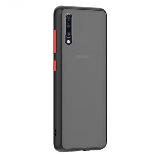 Husa spate Button Case pentru Samsung Galaxy A70 - Negru / Rosu