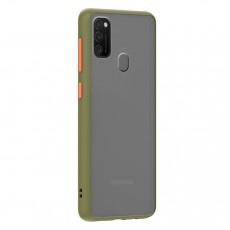 Husa spate Button Case pentru Samsung Galaxy M21 - Army / Portocaliu