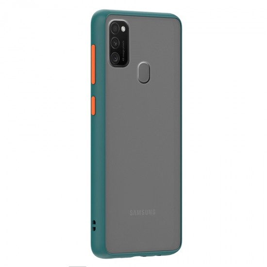 Husa spate Button Case pentru Samsung Galaxy M21 - Turcoaz / Portocaliu