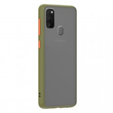 Husa spate Button Case pentru Samsung Galaxy M30S - Army / Portocaliu
