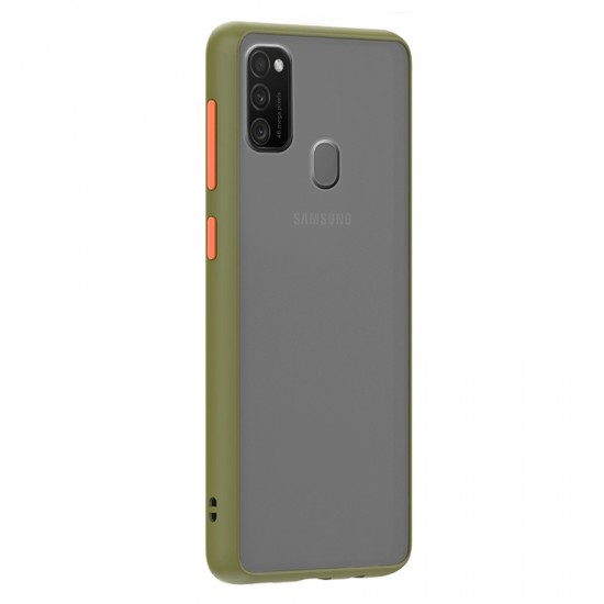 Husa spate Button Case pentru Samsung Galaxy M30S - Army / Portocaliu