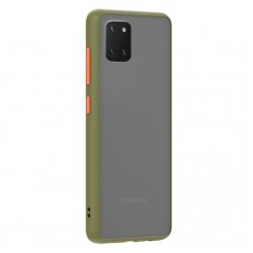 Husa spate Button Case pentru Samsung Galaxy Note 10 Lite - Army / Portocaliu Husa spate Button Case pentru Samsung Galaxy Note 10 Lite - Army / Portocaliu