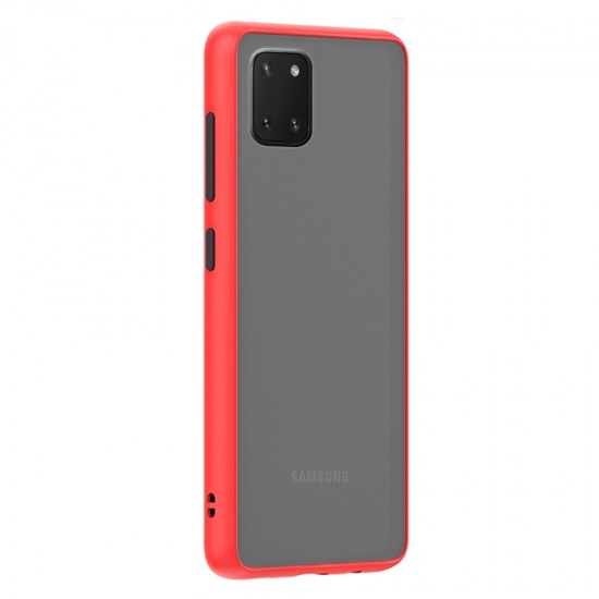 Husa spate Button Case pentru Samsung Galaxy Note 10 Lite - Rosu / Negru