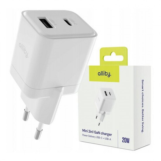 Incarcator Allity Type-C Plus USB-A 30W - Alb