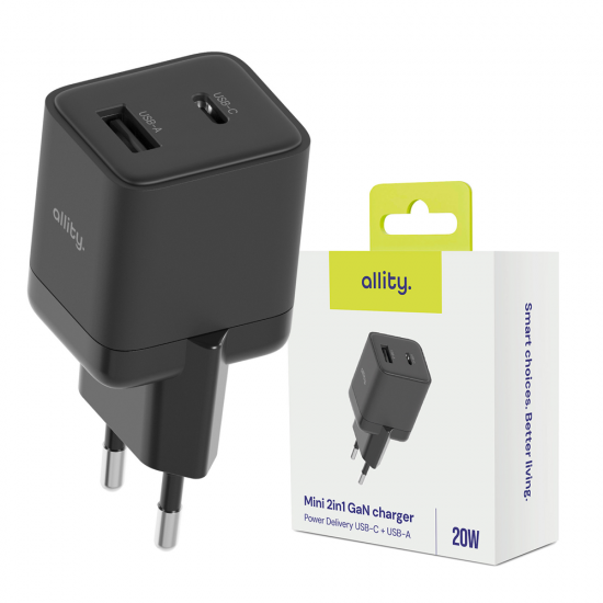 Incarcator Allity Type-C Plus USB-A 30W - Negru