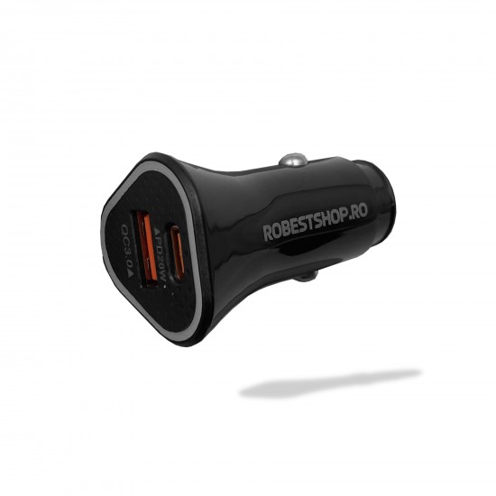 Incarcator auto universal Type C / USB Robest - Negru