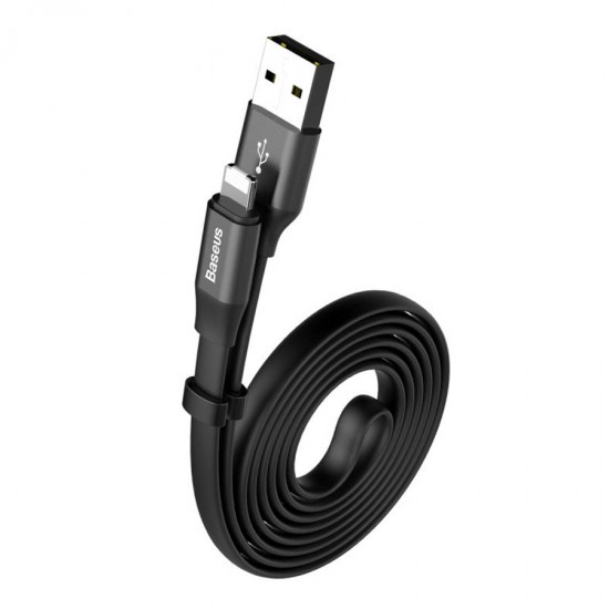 Cablu date / incarcare 2 in 1 Reversibil Lightning / Micro-USB 2A 1.2m Negru