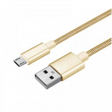 Cablu date metalic microUSB 1m gold Cablu date metalic microUSB 1m gold