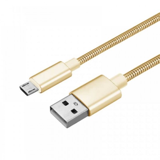 Cablu date metalic microUSB 1m gold