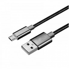 Cablu date metalic microUSB 1m negru Cablu date metalic microUSB 1m negru