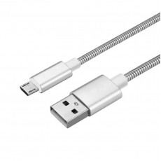 Cablu date metalic microUSB 1m gri Cablu date metalic microUSB 1m gri