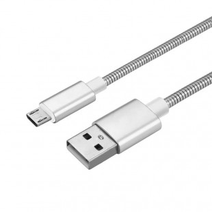 Cablu de date metalic microUSB 1m - Gri