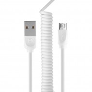 Cablu date spiralat microUSB Remax alb
