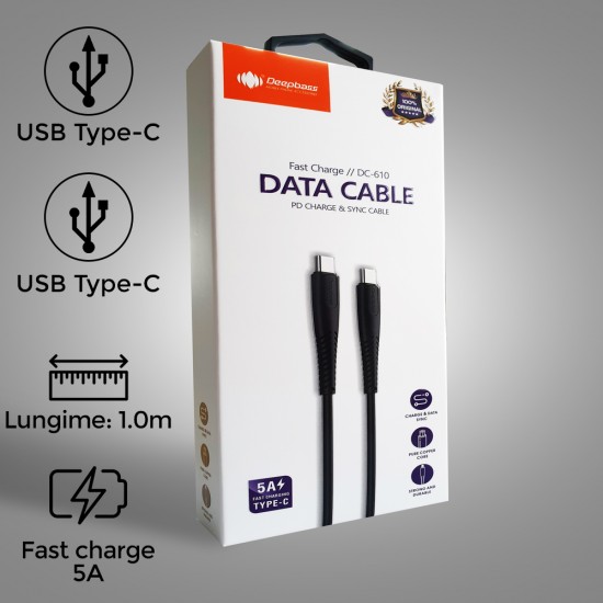 Cablu Fast Charging 5A USB Type-C - USB Type-C Deepbass DC-610