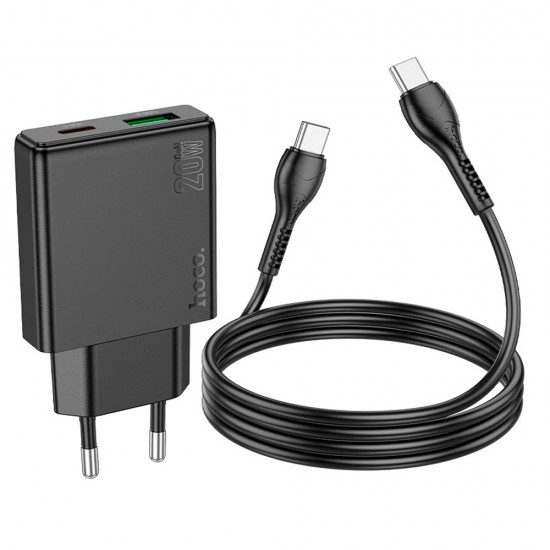 Incarcator Hoco N38 Fast Charger 20W plus cablu 1m - Negru
