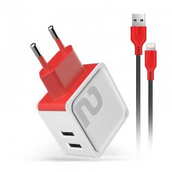 Incarcator priza Fast Charge DM-20 2.4A 2 x USB cablu Lightning - Alb