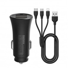 Incarcator auto dual USB Remax RCC-217 2.4A cu cablu 3-in-1 Incarcator auto dual USB Remax RCC-217 2.4A cu cablu 3-in-1
