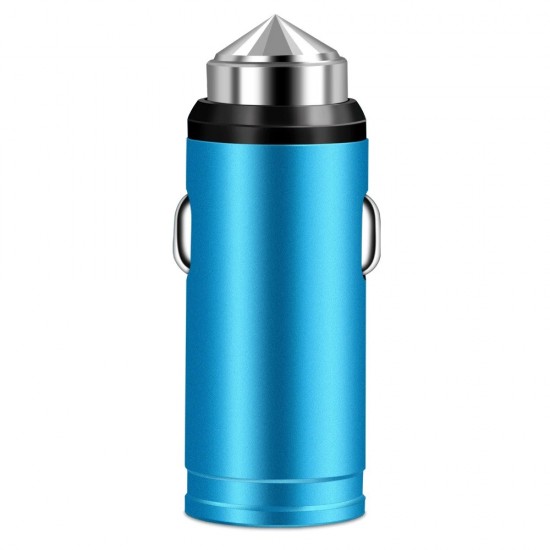 Incarcator auto metalic - 1 x USB Quick Charge - albastru