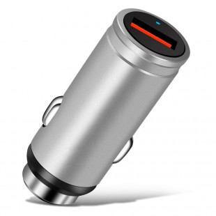 Incarcator auto metalic - 1 x USB Quick Charge - argintiu