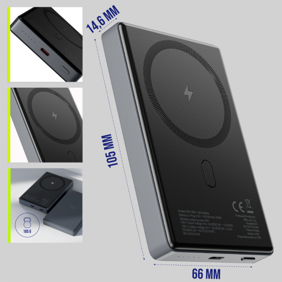 Baterie externa Allity, MagSafe charging - 10000mAh