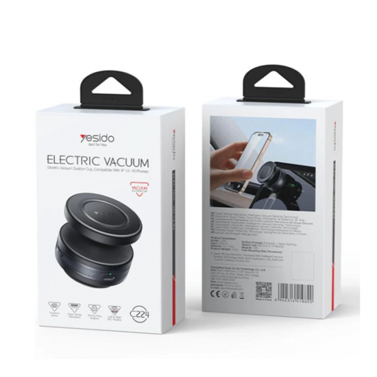 Suport auto magnetic, cu ventuza electrica, pentru telefon cu incarcare Wireless - Yesido C224