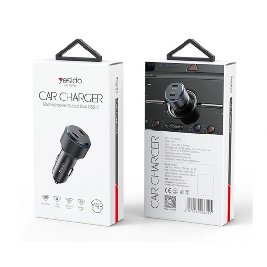 Incarcator auto universal 2 x USB Type - C, Yesido Y48